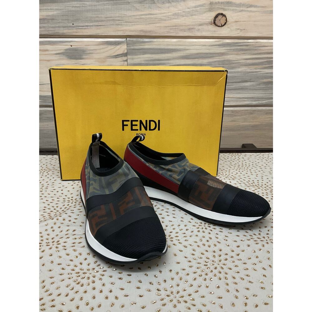 Fendi NIB Zucca FF Logo Colibri Mesh Sneaker Shoe Womens 7.5 EU 38